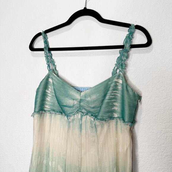 Antonio Melani Y2K Silk Fairy Ocean Sparkle Babydoll Empire Waist Mini Dress - Picture 2 of 9